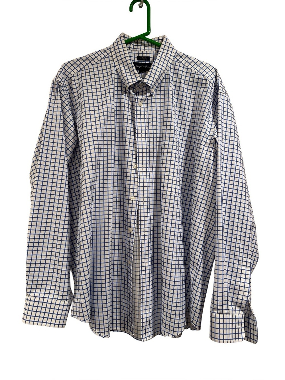 Joseph & Feiss Men's Non-Iron Dress Shirt - White & Navy Windowpane Check XL - Picture 3 of 14